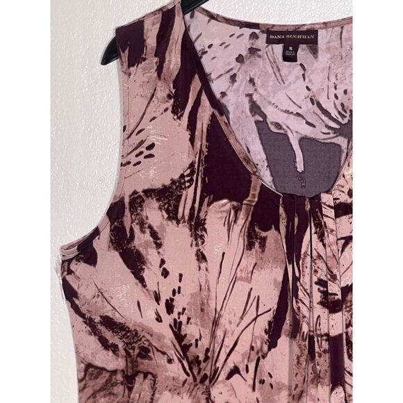 Dana Buchman XL Sleeveless Floral Printed Dress Brown Beige Comfortable Y2K - Picture 7 of 16